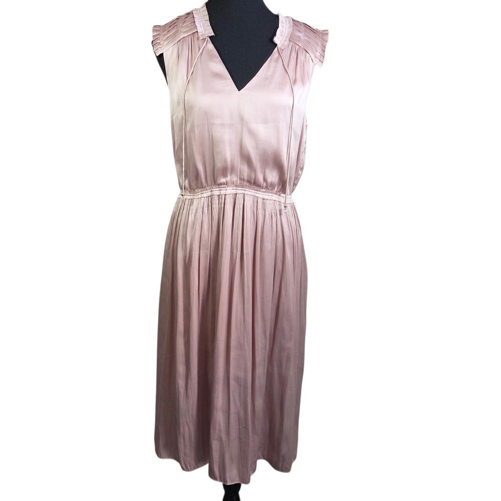 H&M Sleeveless Midi Dress With Ties And Shoulder Detail  In Light Pink Size 8 - Picture 2 of 8